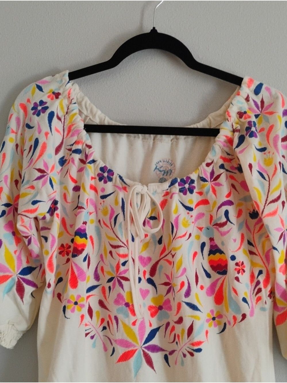 Boho Hand Painted Peasant Top - Made In Mexico - Picture 2 of 4